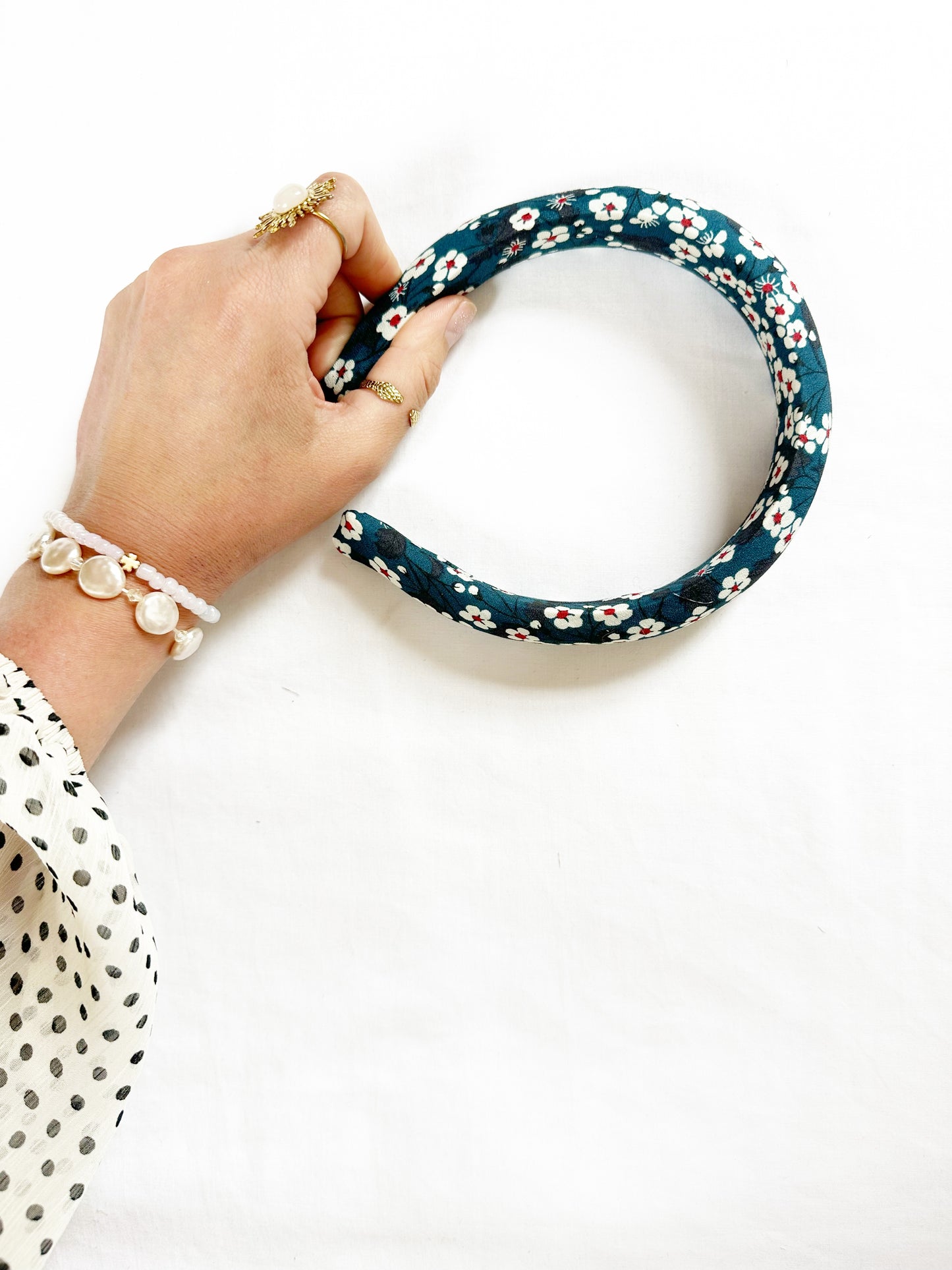 Liberty Classic Headband in Red white teal floral