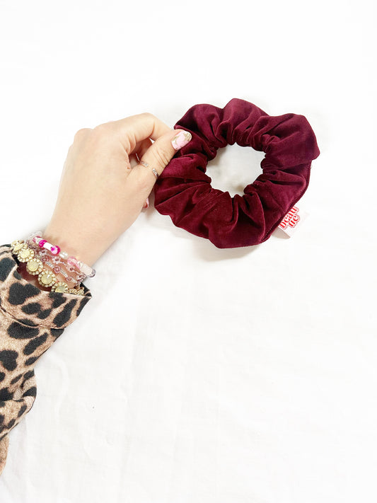 OG scrunchie in burgundy velvet