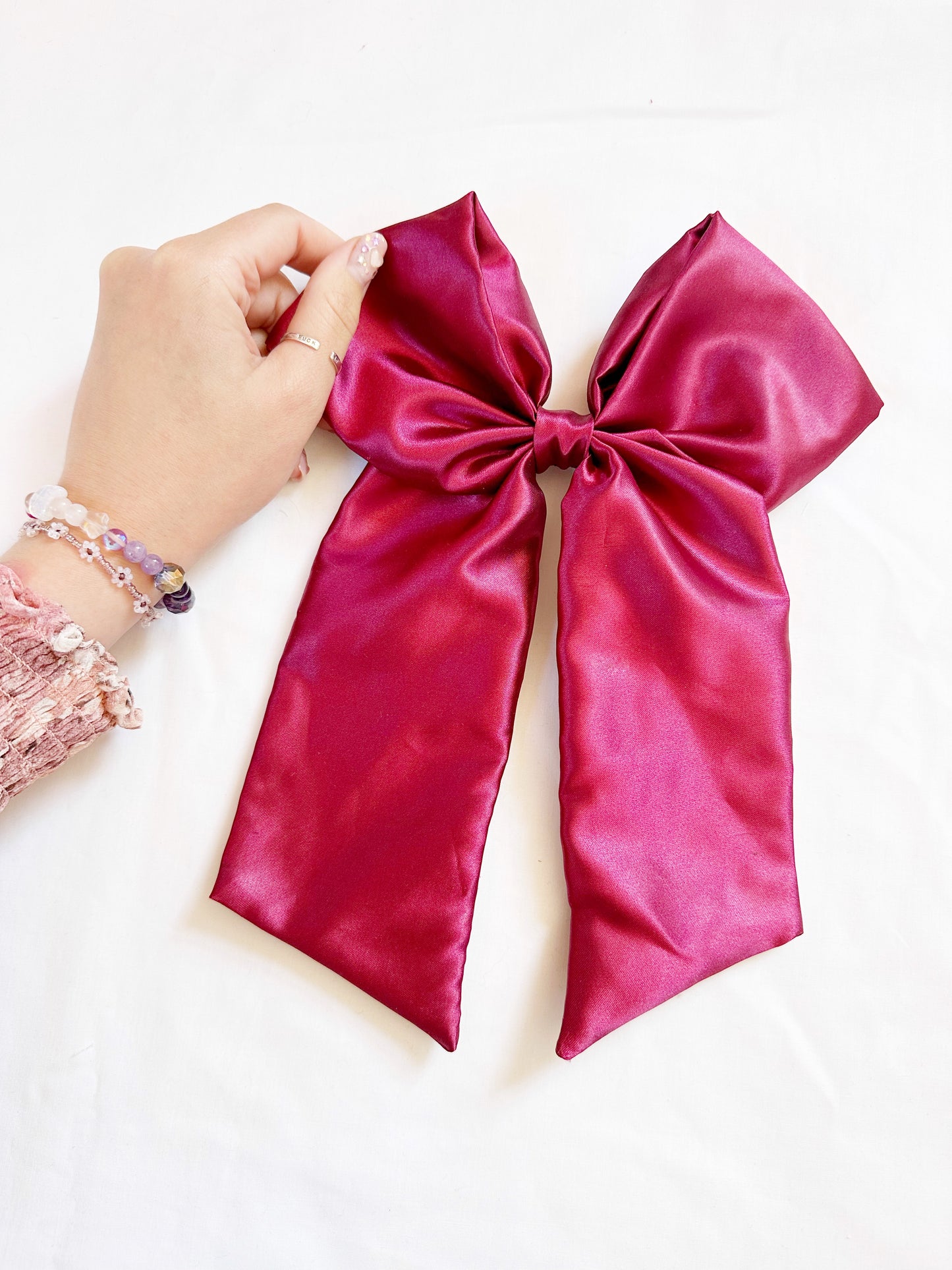 POWER Hair Bow in Merlot silk