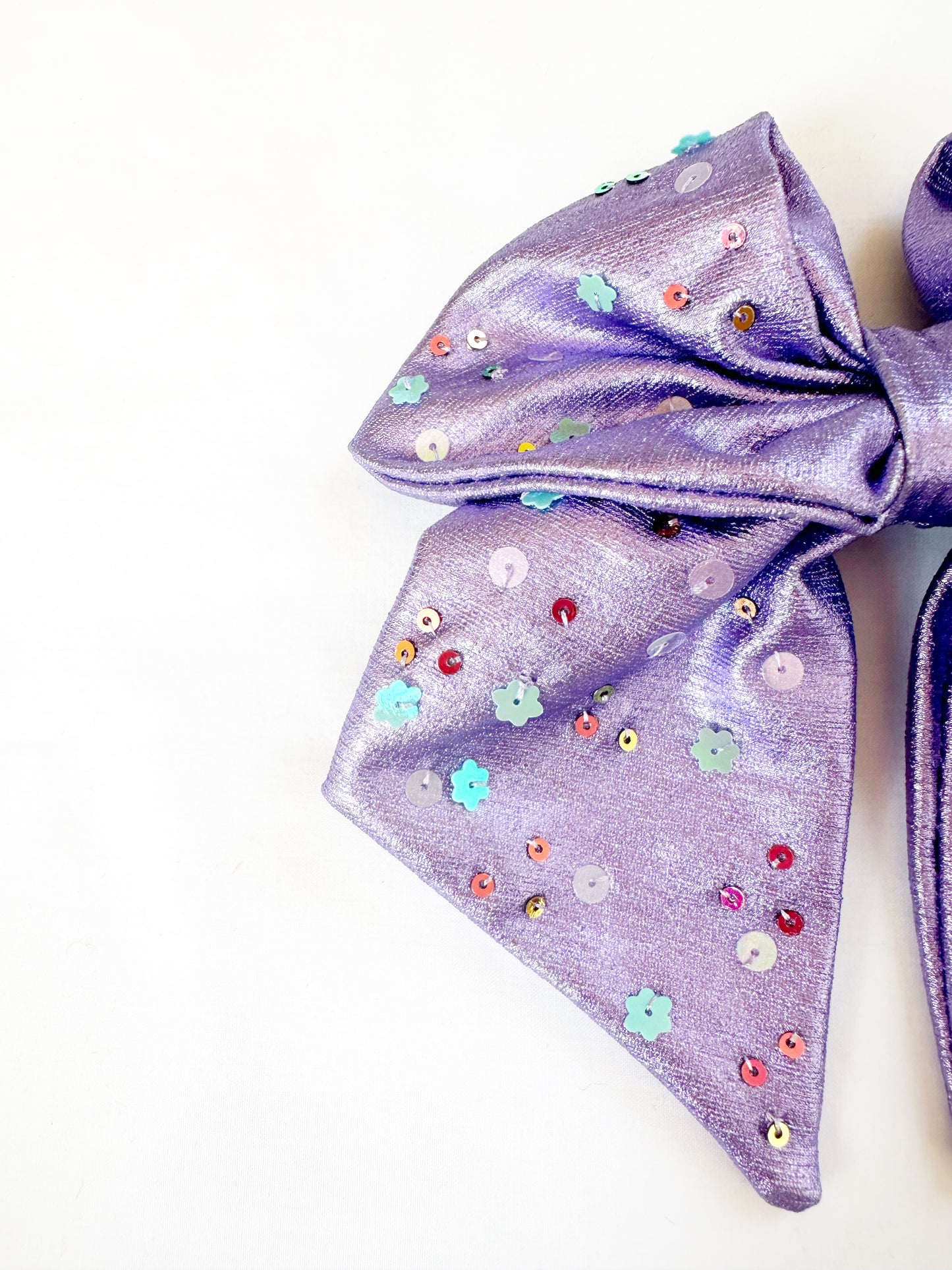 The Galaxy Shimmer - Hair Bow in lilac shimmer with flower sequins