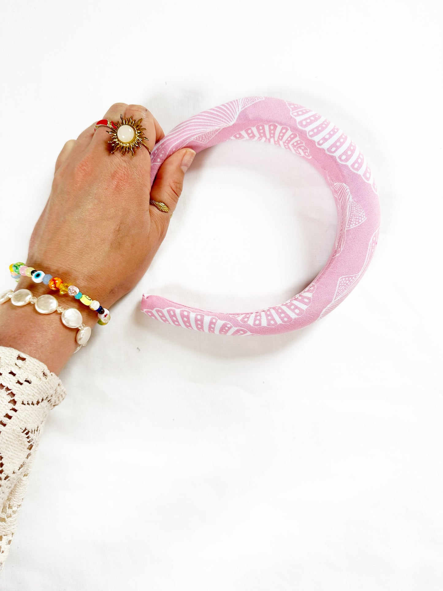 Padded Headband in pink shell print