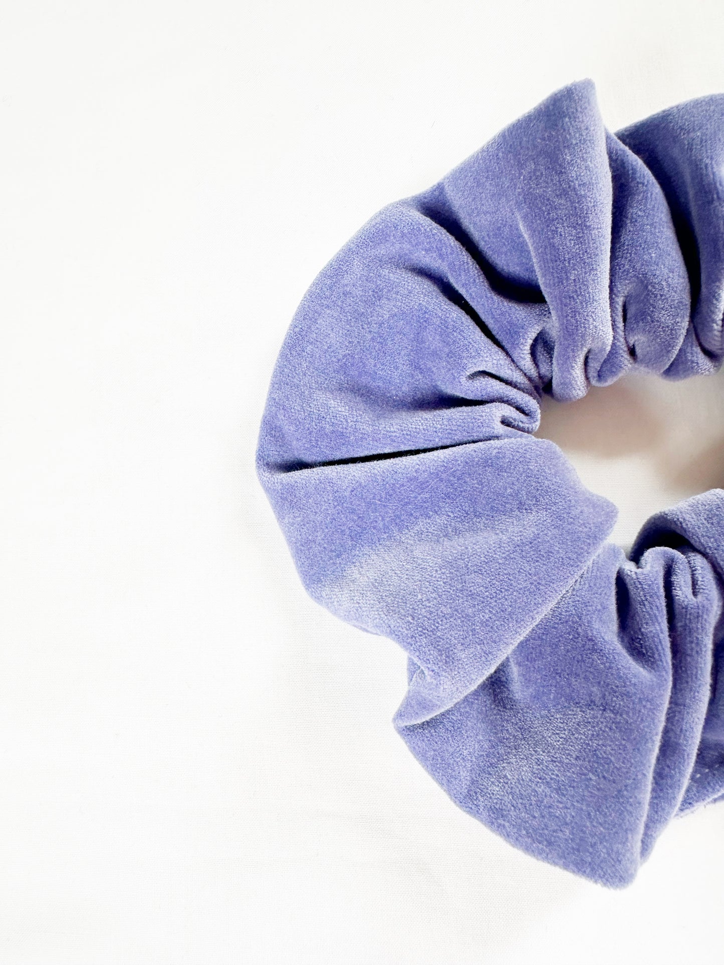 OG scrunchie in periwinkle purple velvet