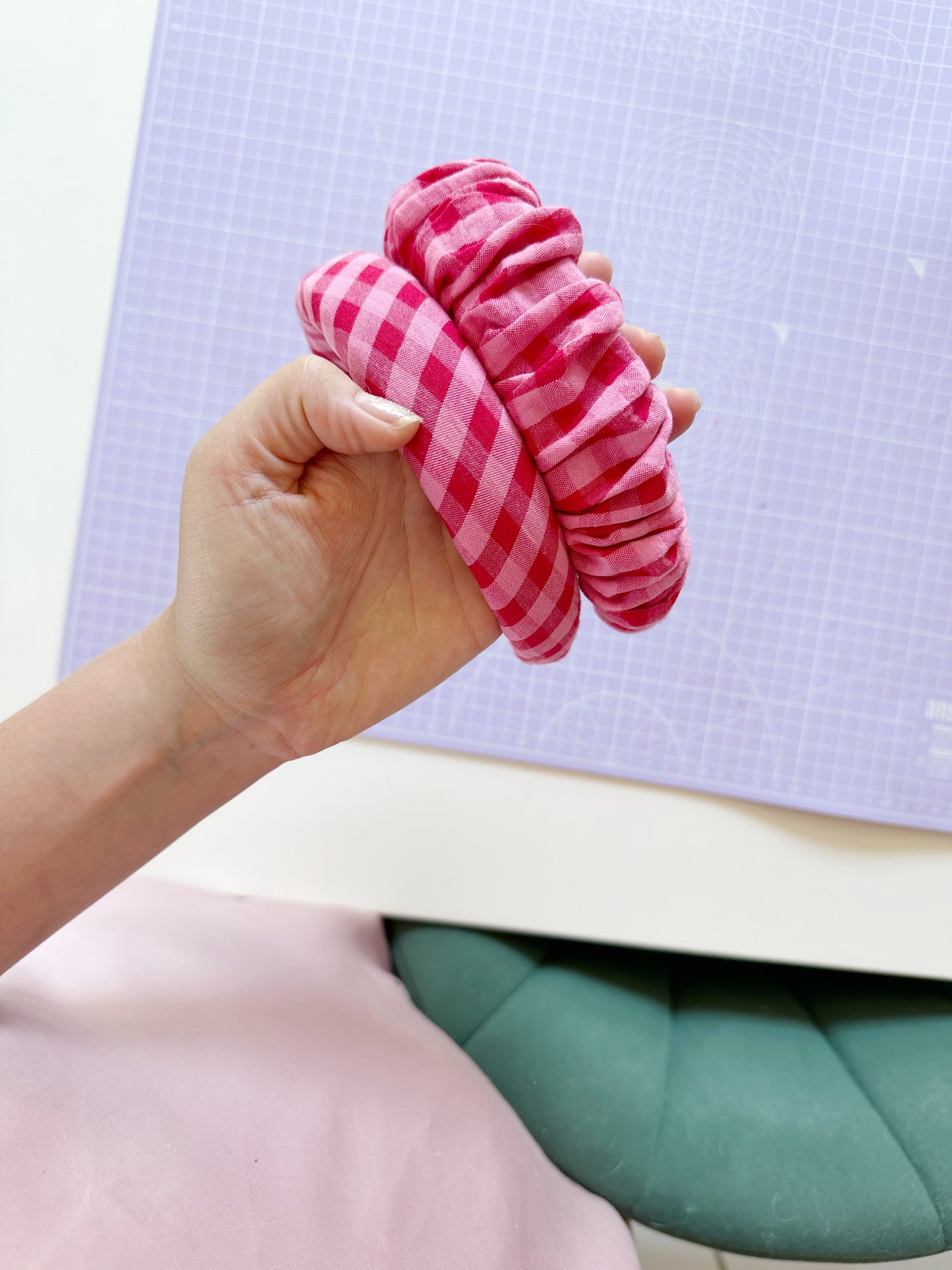 Classic Headband in pink and red gingham