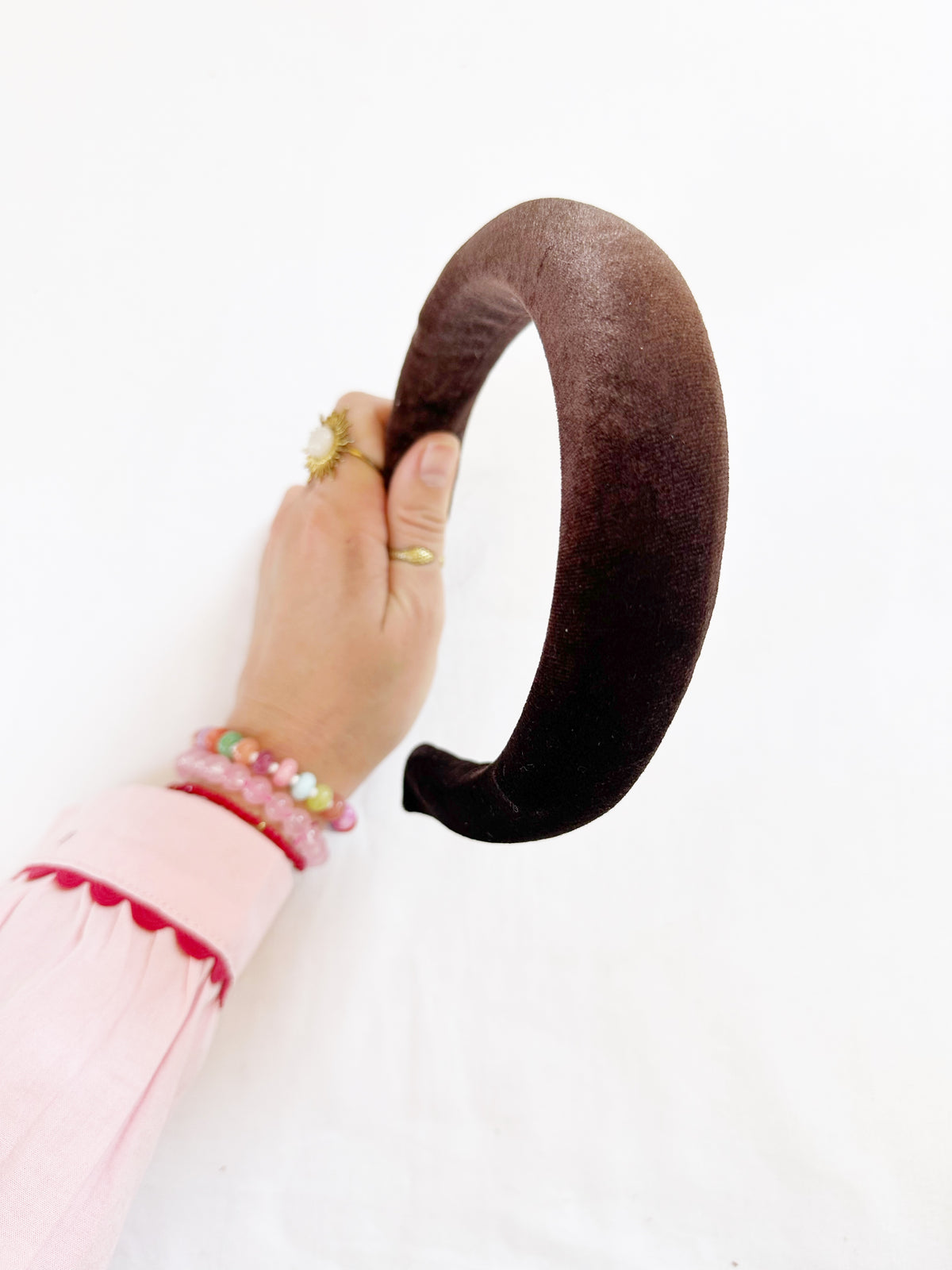 Padded Headband in brown velvet