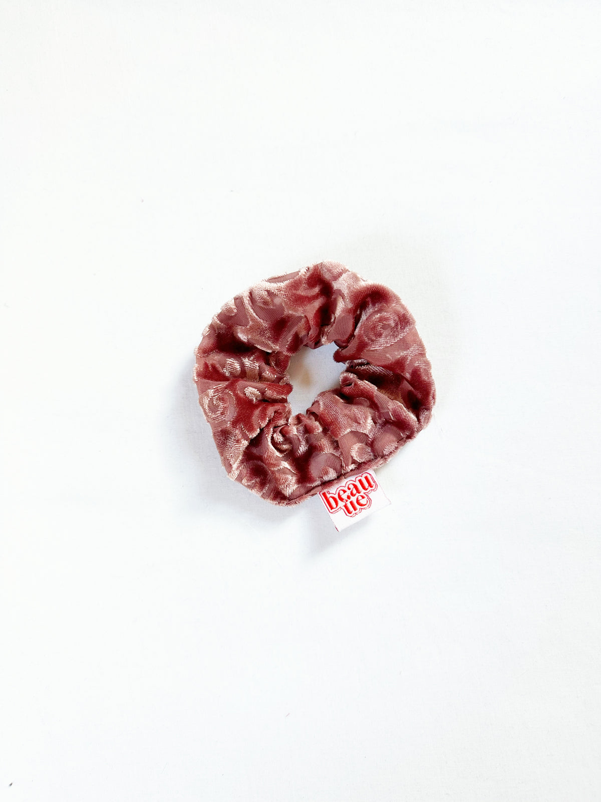 Mini scrunchie in pink velvet devoré