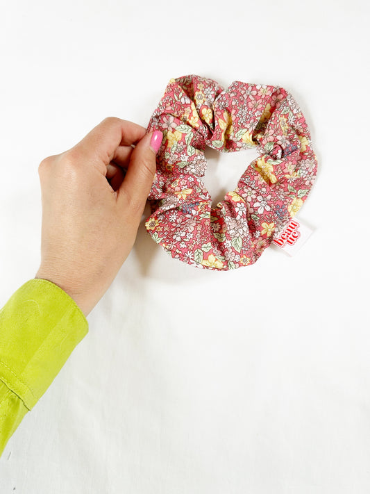 OG scrunchie in coral floral