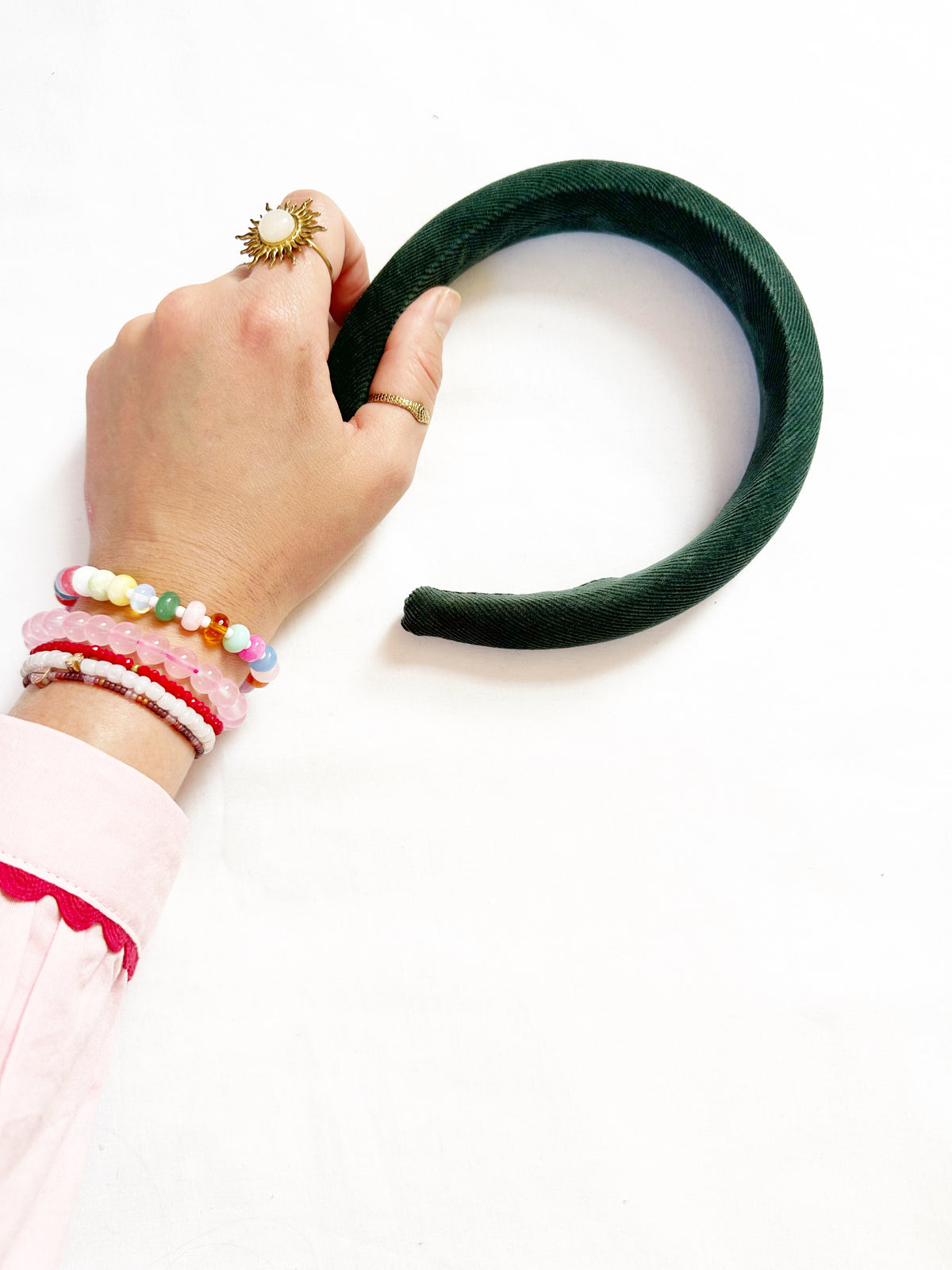 Classic Headband in green corduroy