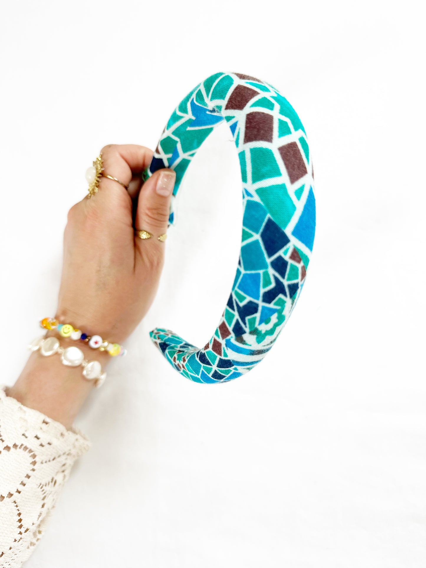 Classic Headband in turquoise tiles