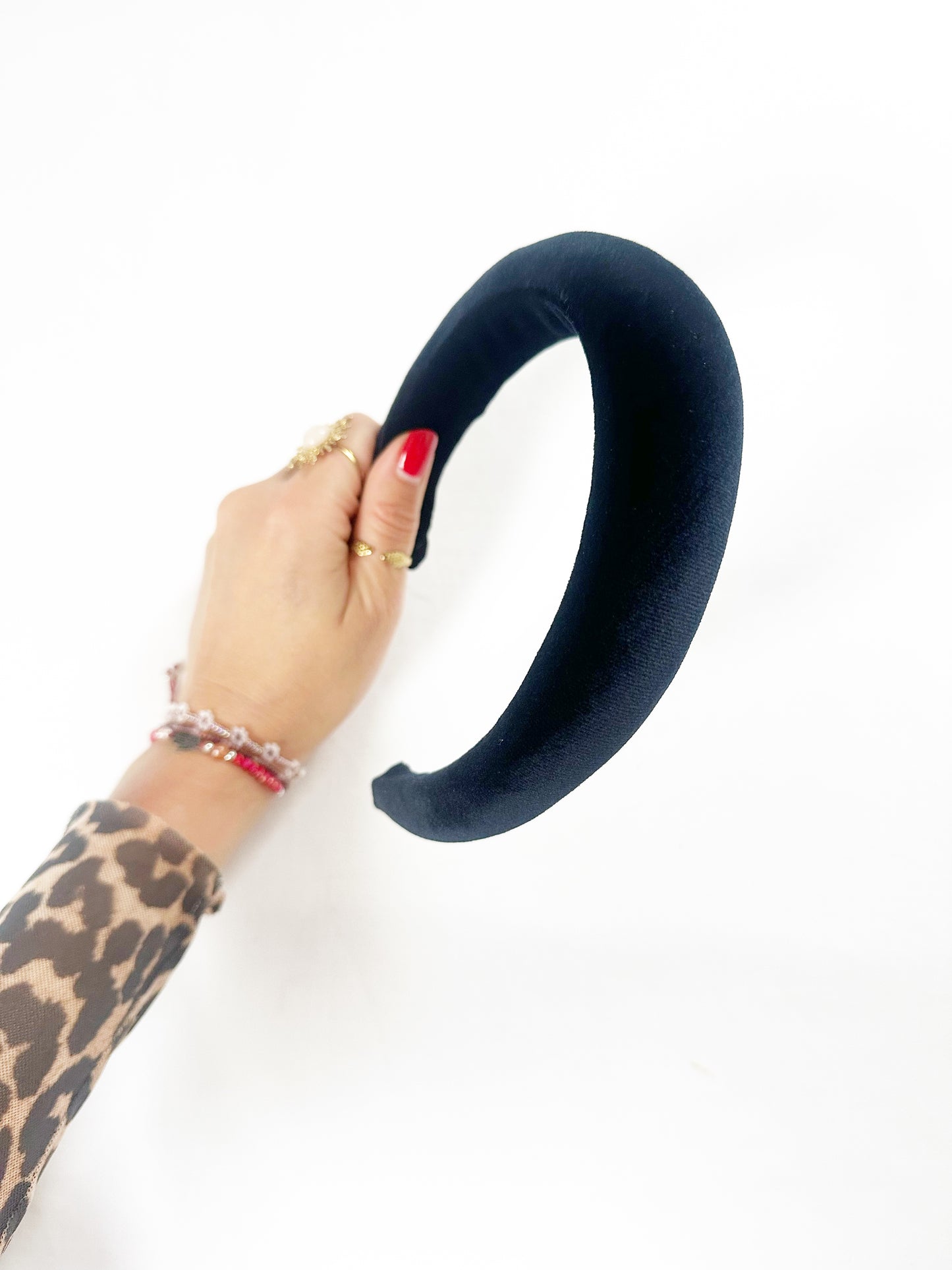 Padded Headband in midnight blue velvet