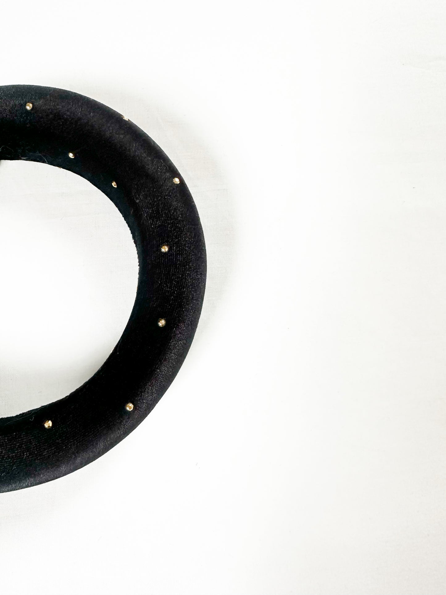 Padded Headband in black studded velvet