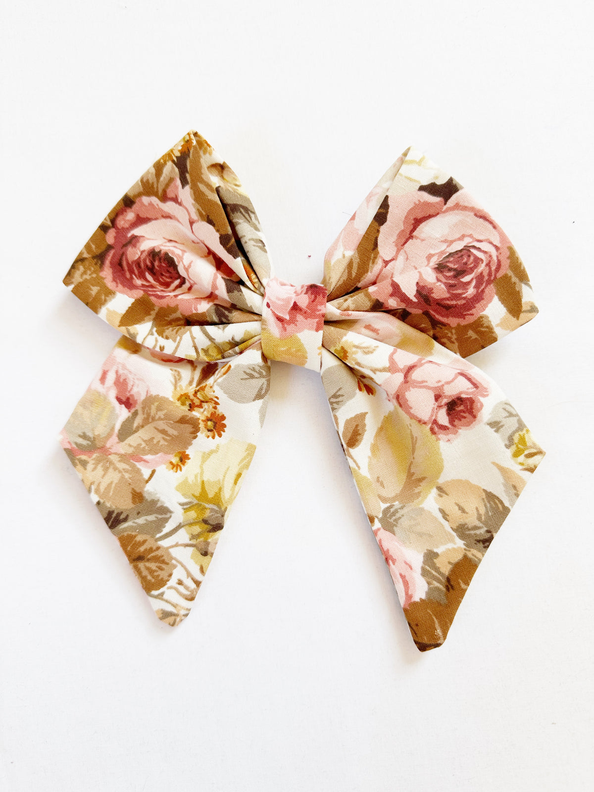 Beau hair bow in vintage rose print cotton