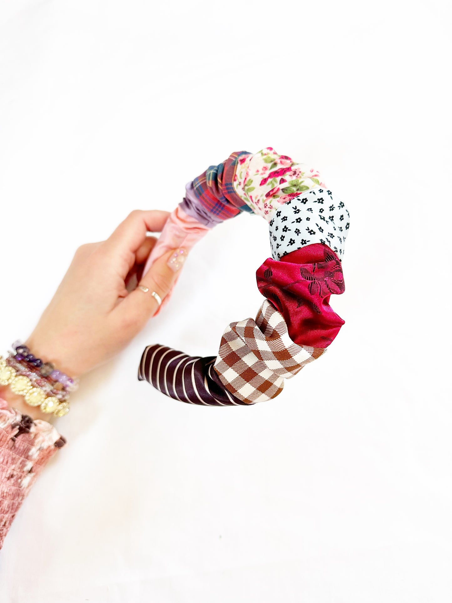 Ruffle Headband in patchwork