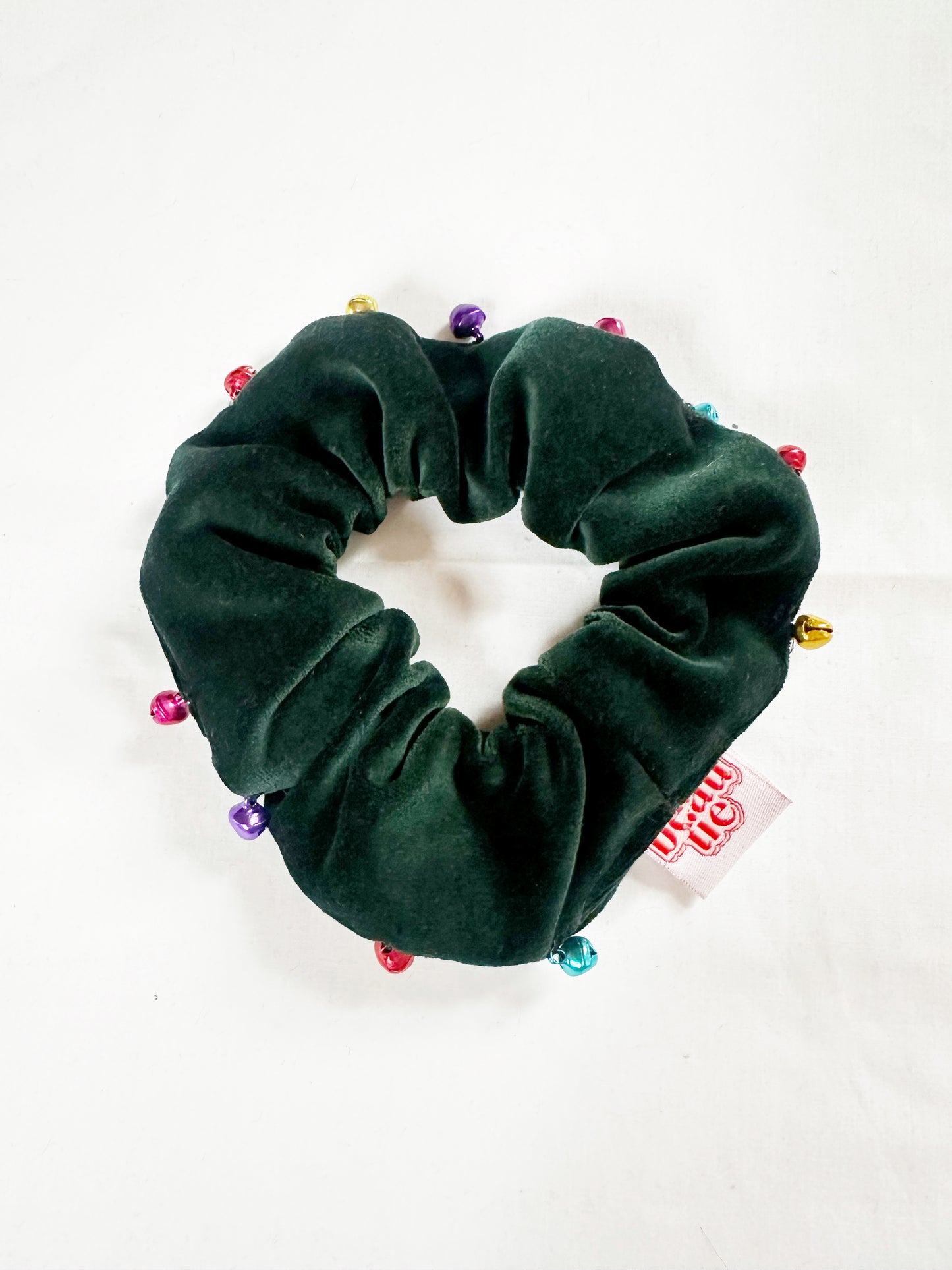 Mini scrunchie in velvet with bells