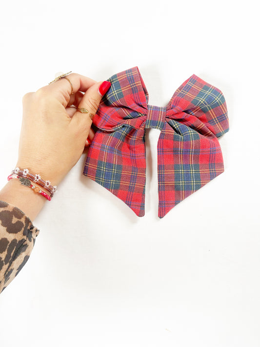 Beau hair bow in tartan