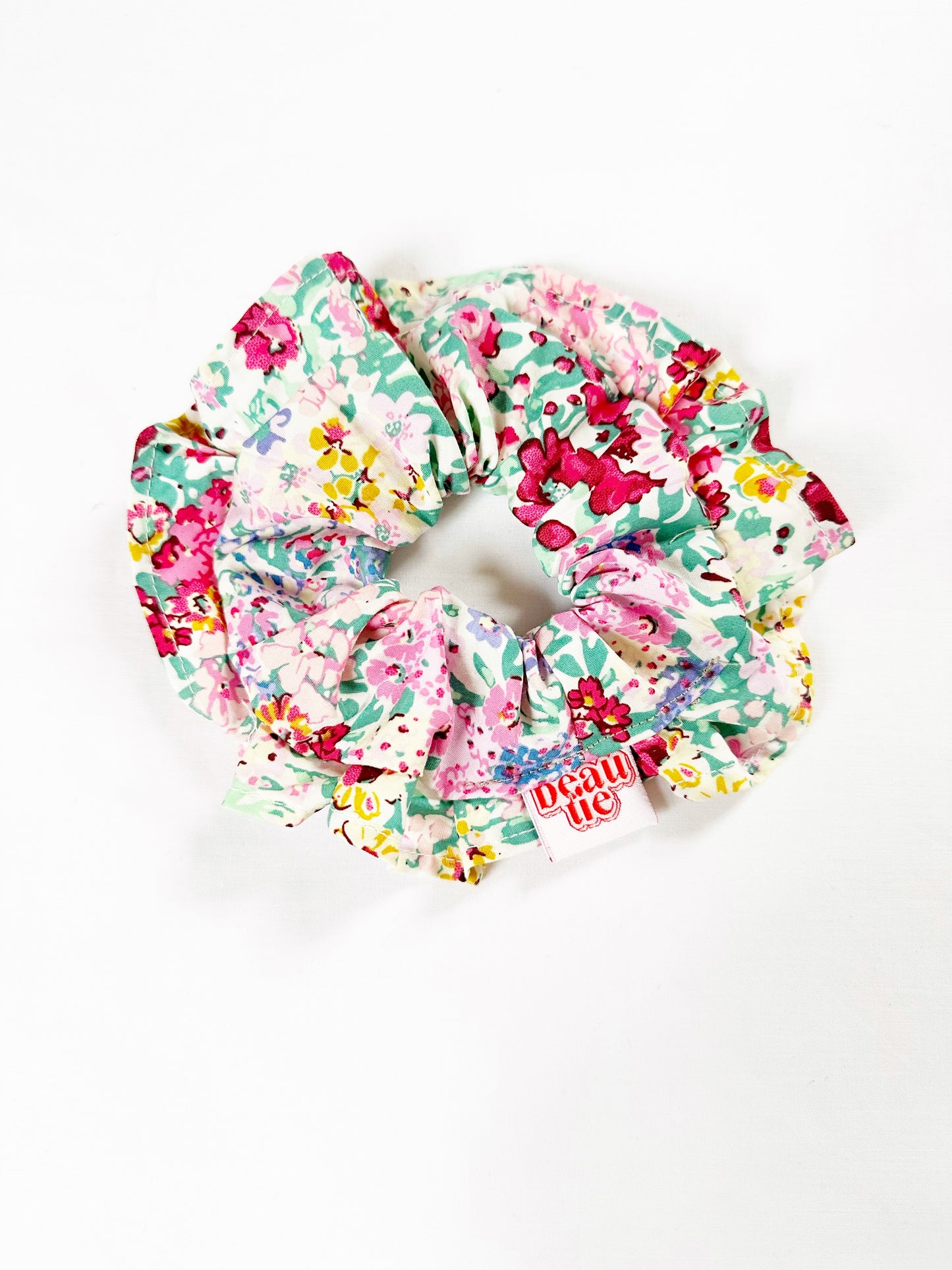 Mini ruffle scrunchie in pink floral