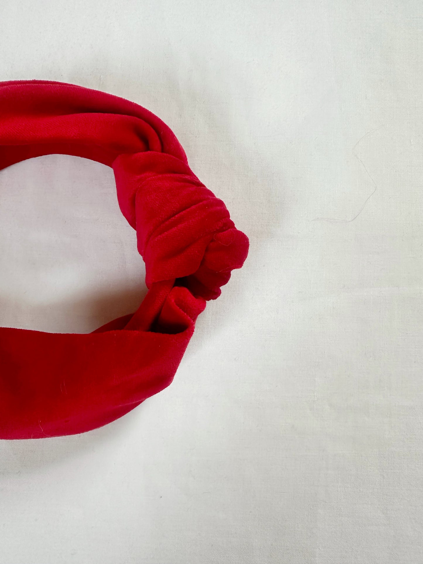 Knotted Headband in red velvet