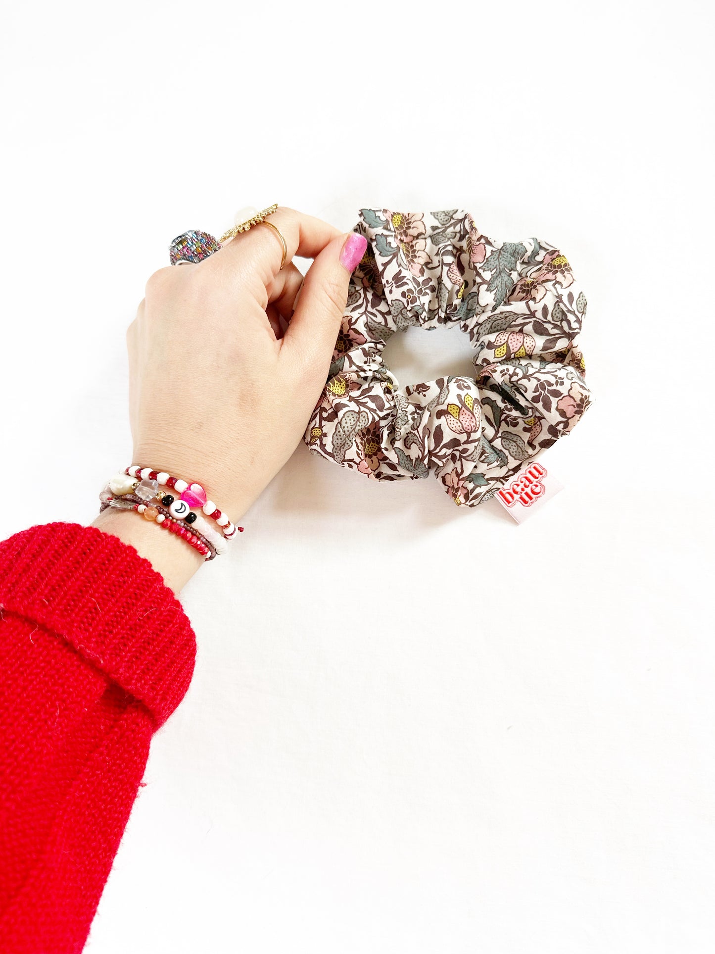 OG scrunchie in pink vine Liberty cotton