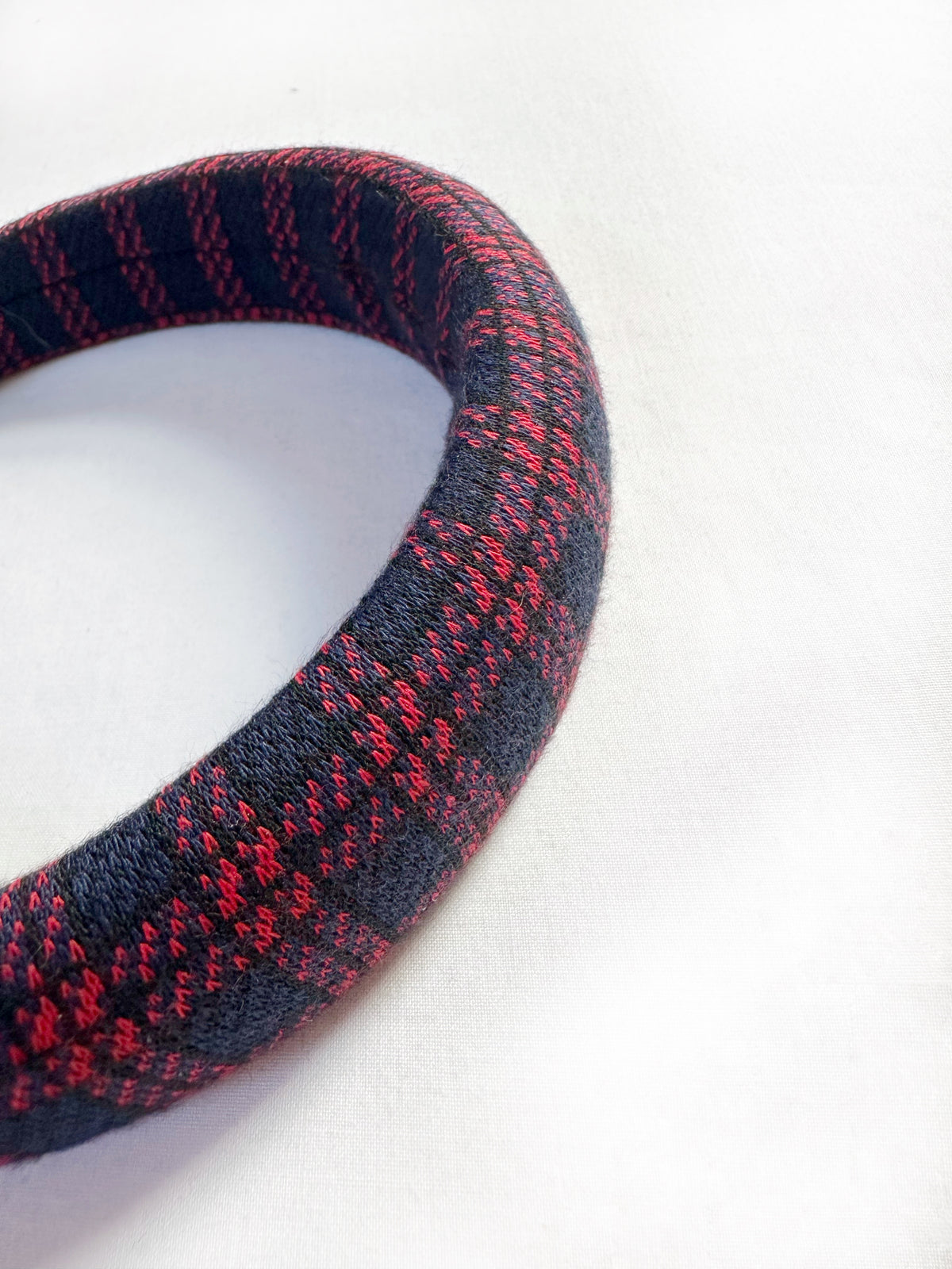 Classic Headband in navy tartan wool