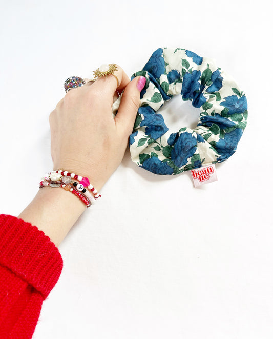 OG scrunchie in blue rose Liberty cotton