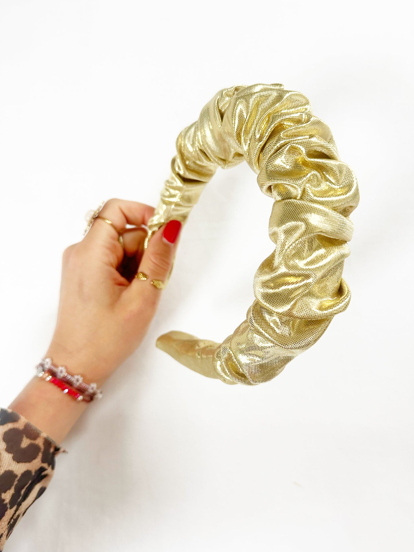 Ruffle Headband in gold shimmer