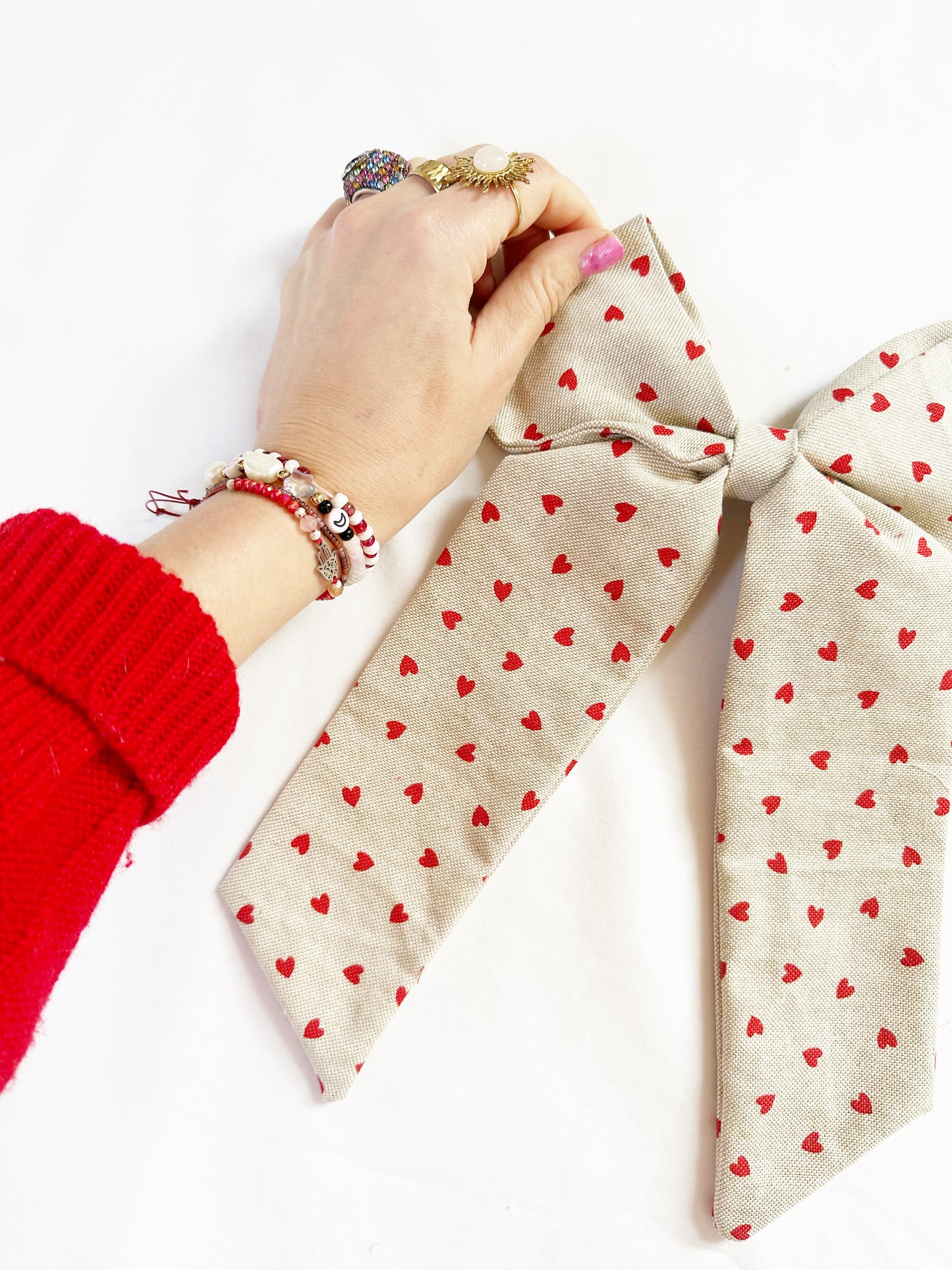 POWER Hair Bow in heart print