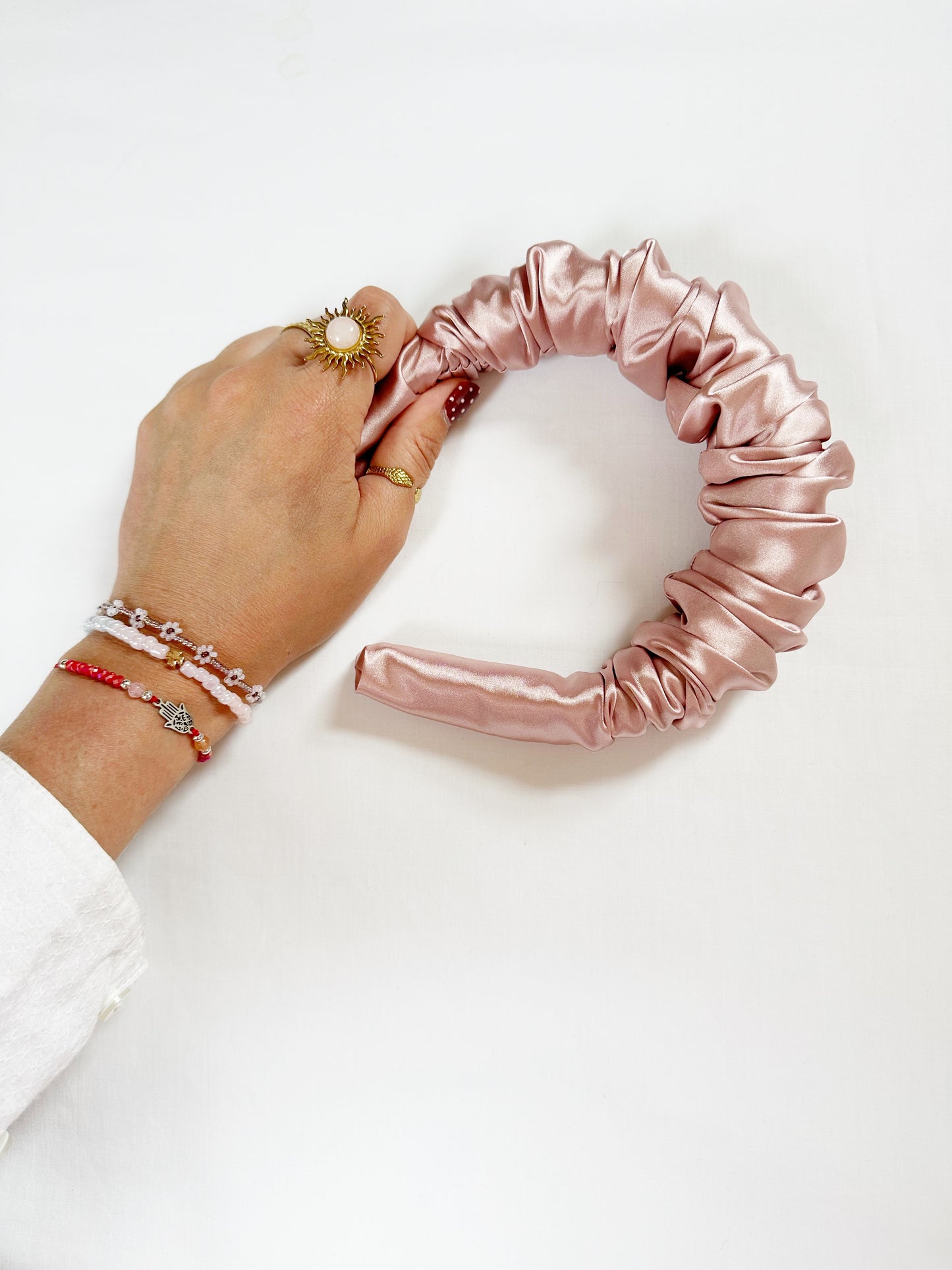 Ruffle Headband in ballet silk