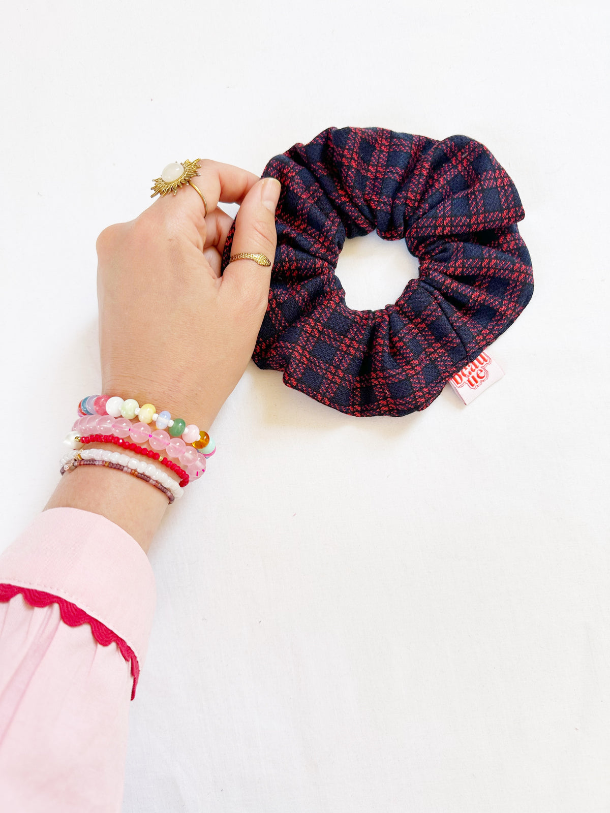 OG scrunchie in tartan wool