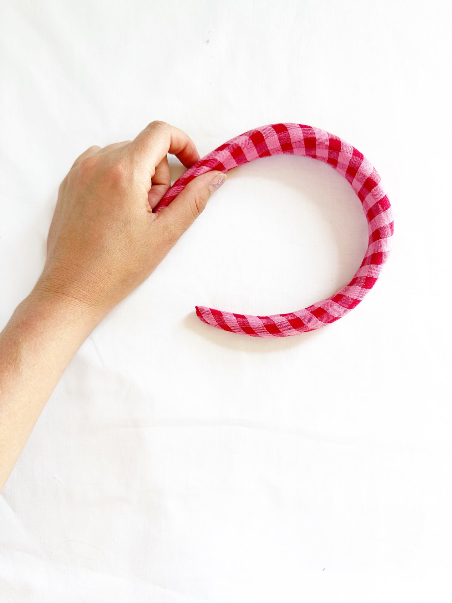 Classic Headband in pink and red gingham