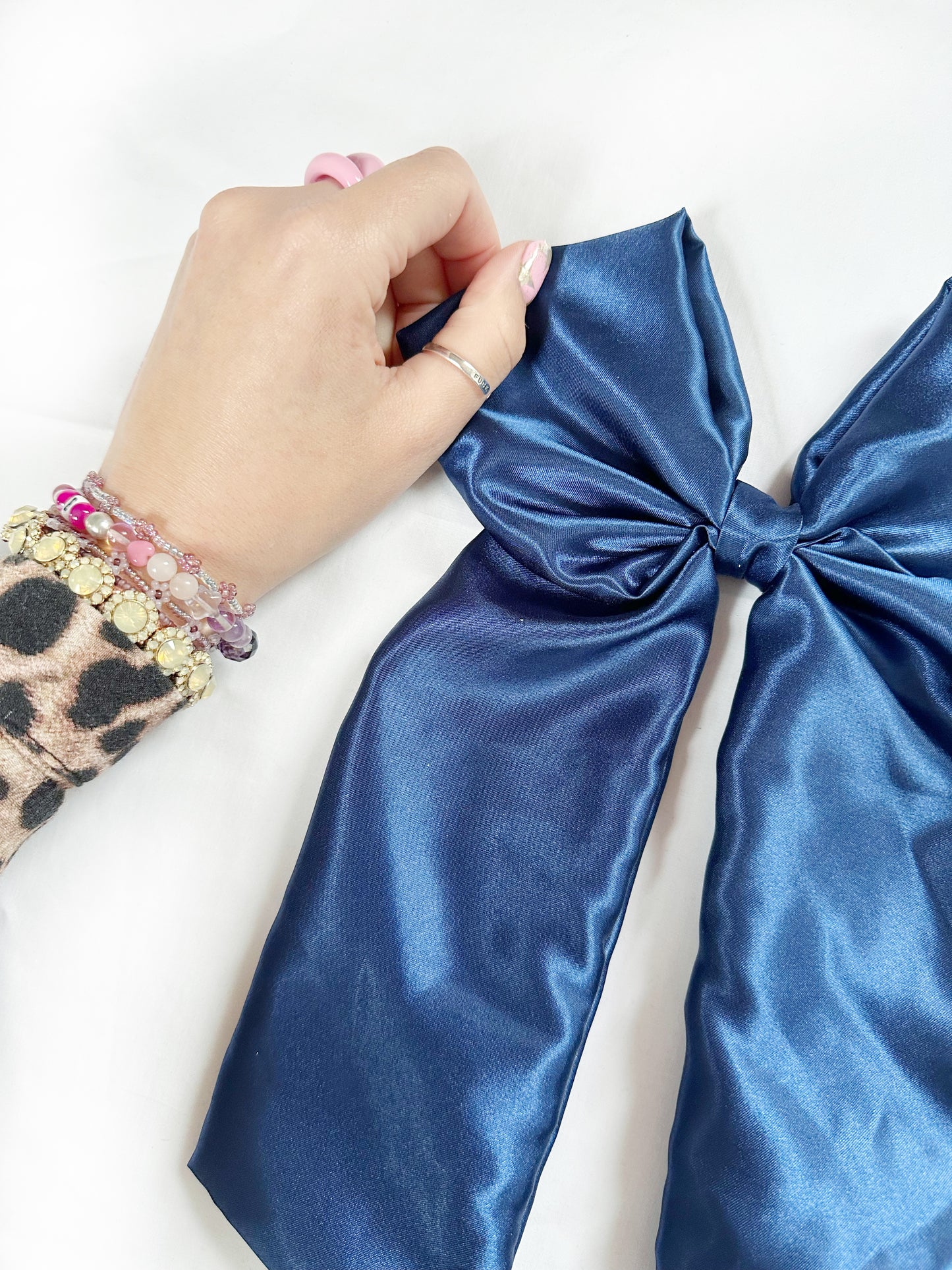 Power Hair Bow in royal blue silk