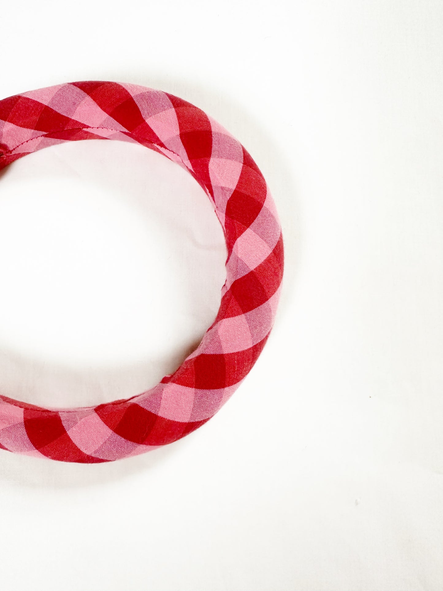 Padded Headband in pink and red check