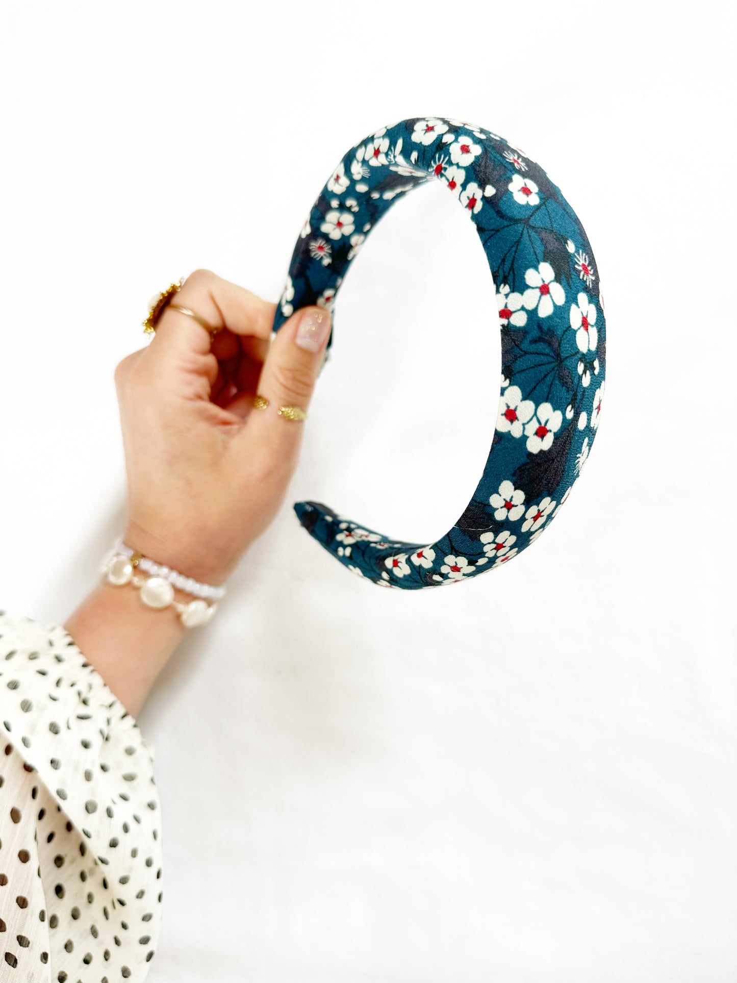 Liberty Classic Headband in Red white teal floral