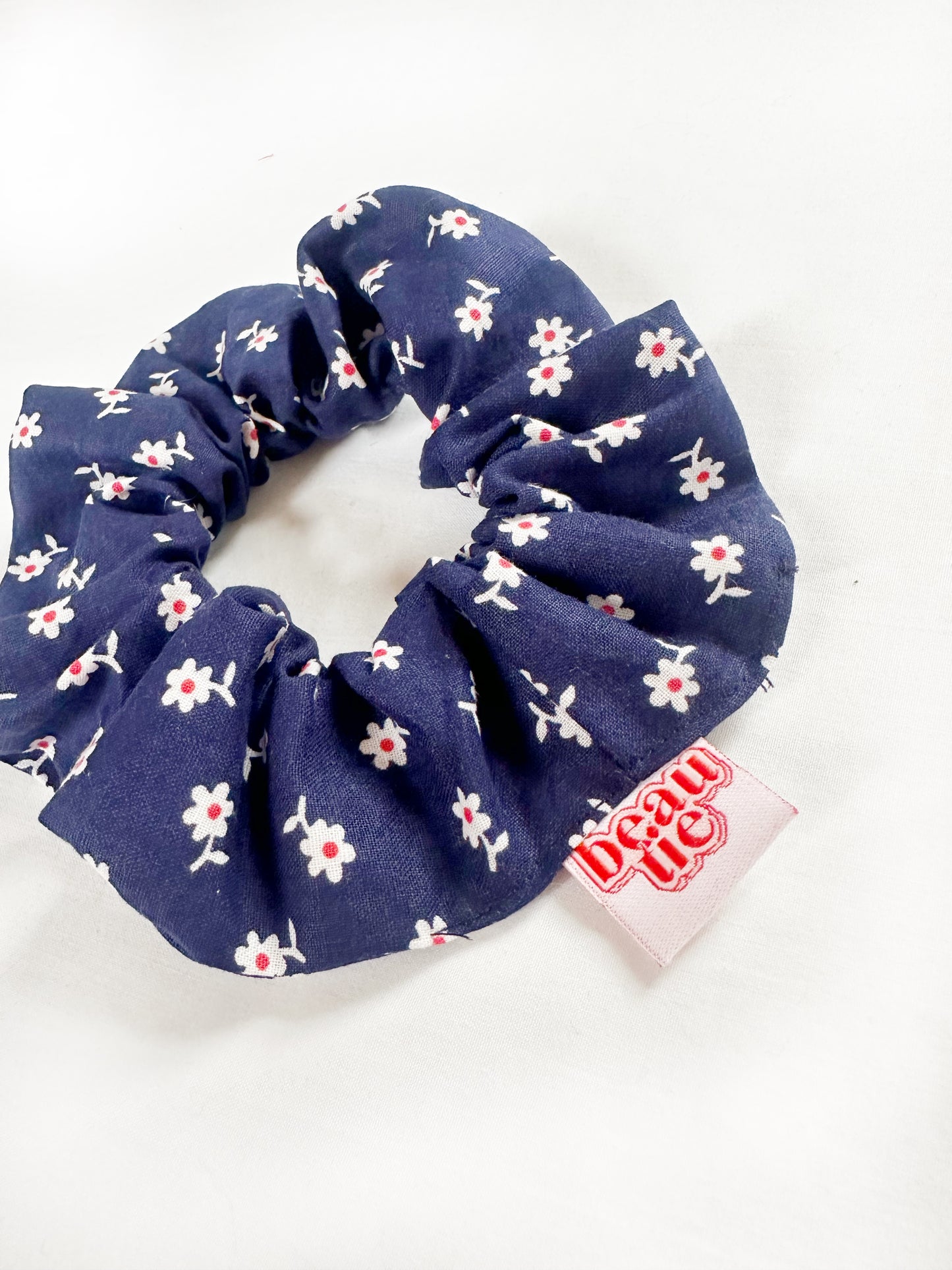 OG scrunchie in vintage navy floral