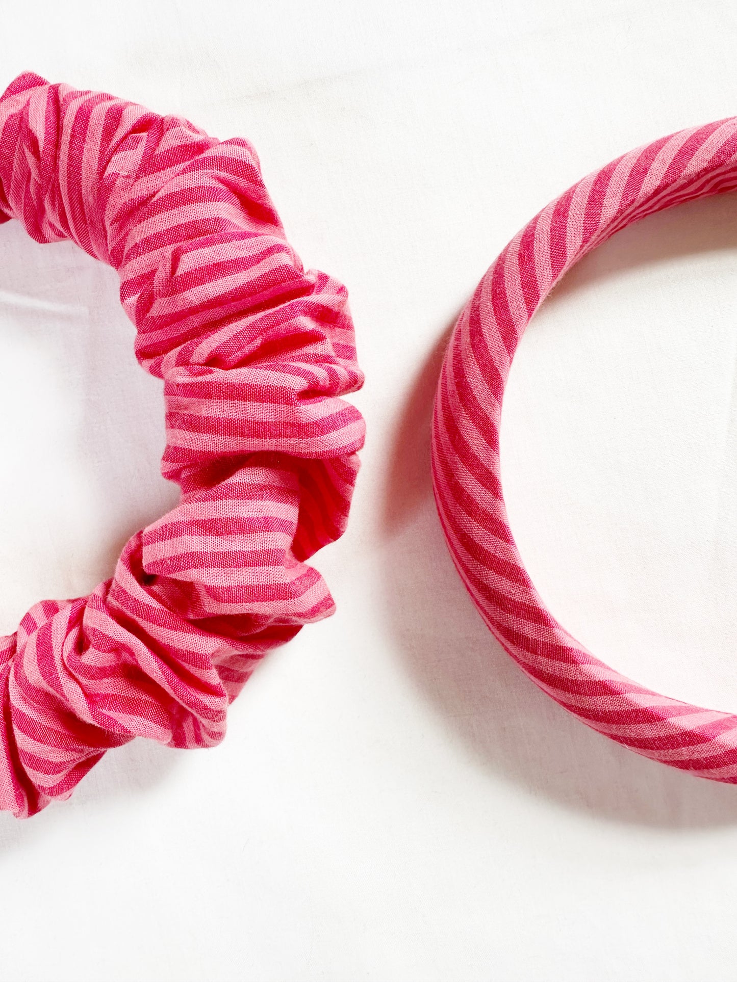 Ruffle Headband in pink stripe