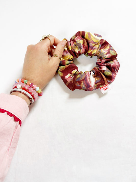 OG scrunchie in burgundy floral