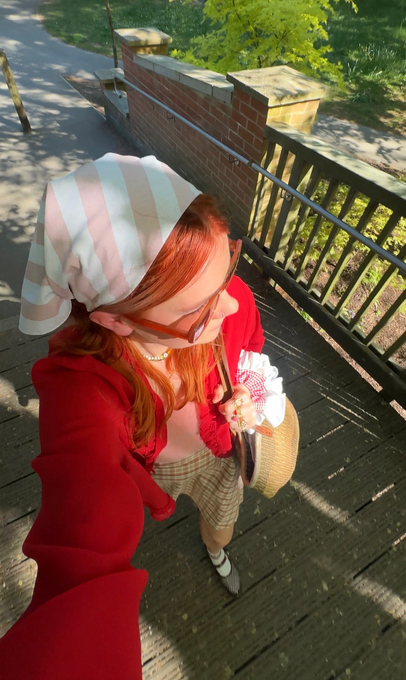 Bandana & neck scarf in blush and white stripe