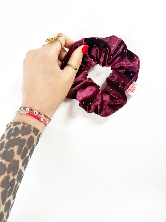 OG scrunchie in burgundy studded velvet