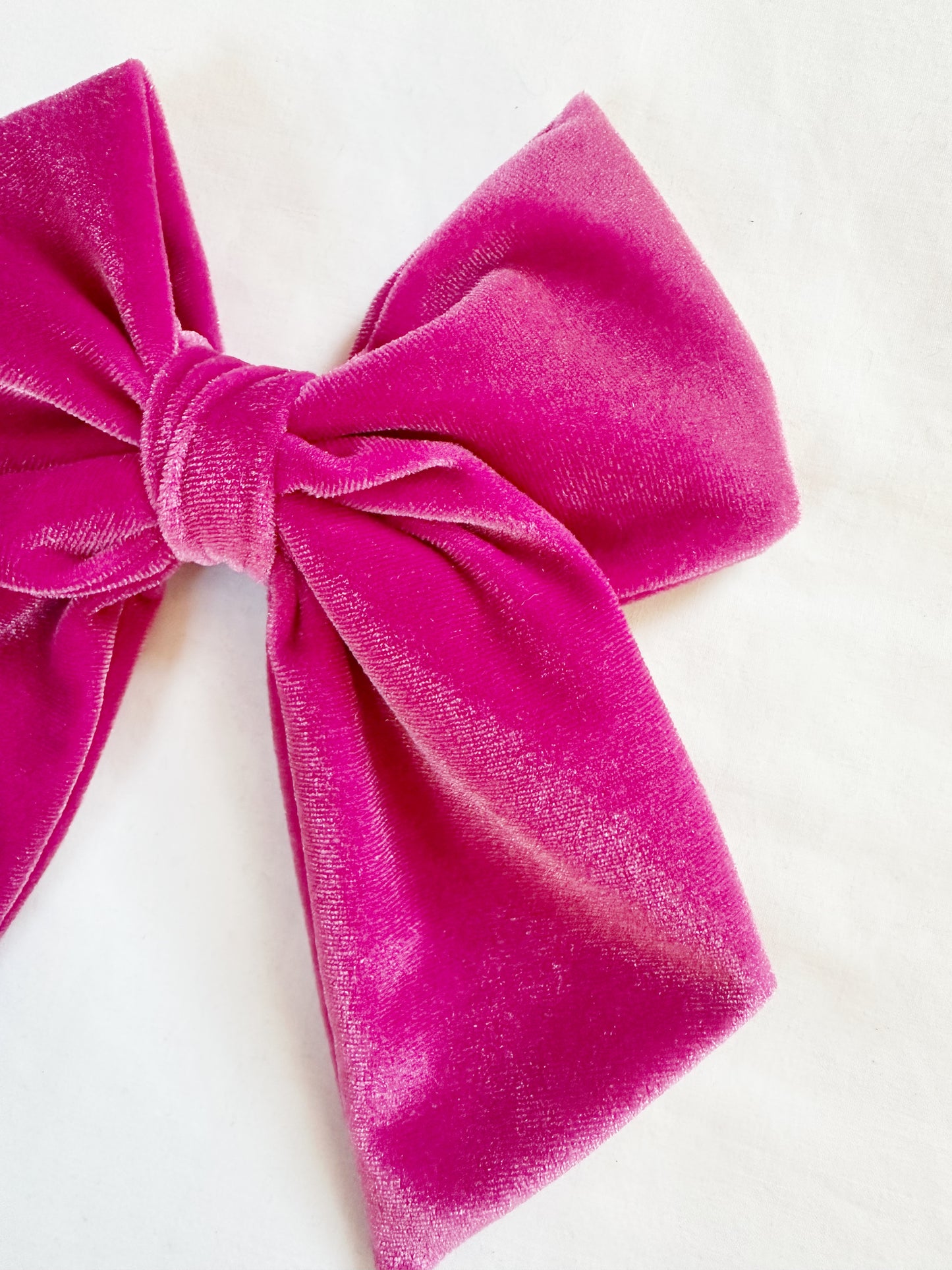 Beau hair bow in hot pink velour velvet
