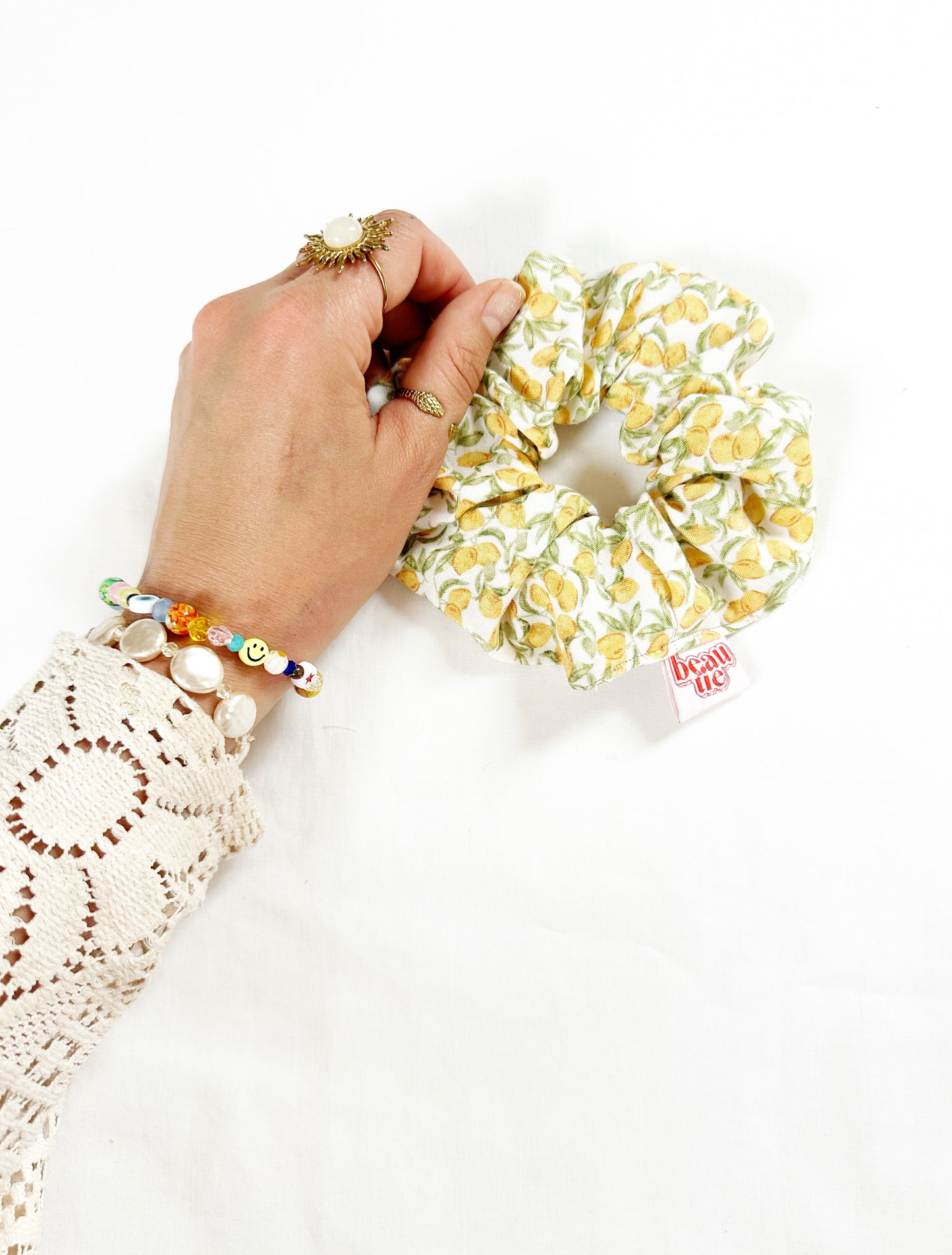 OG scrunchie in lemon print