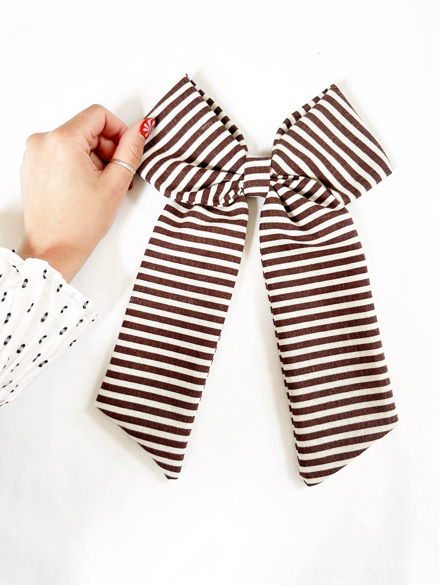 POWER Hair Bow in brown stripe