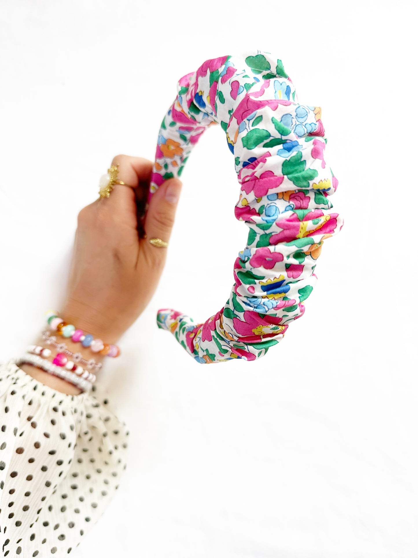 Ruffle Headband in Liberty Betsy pink floral