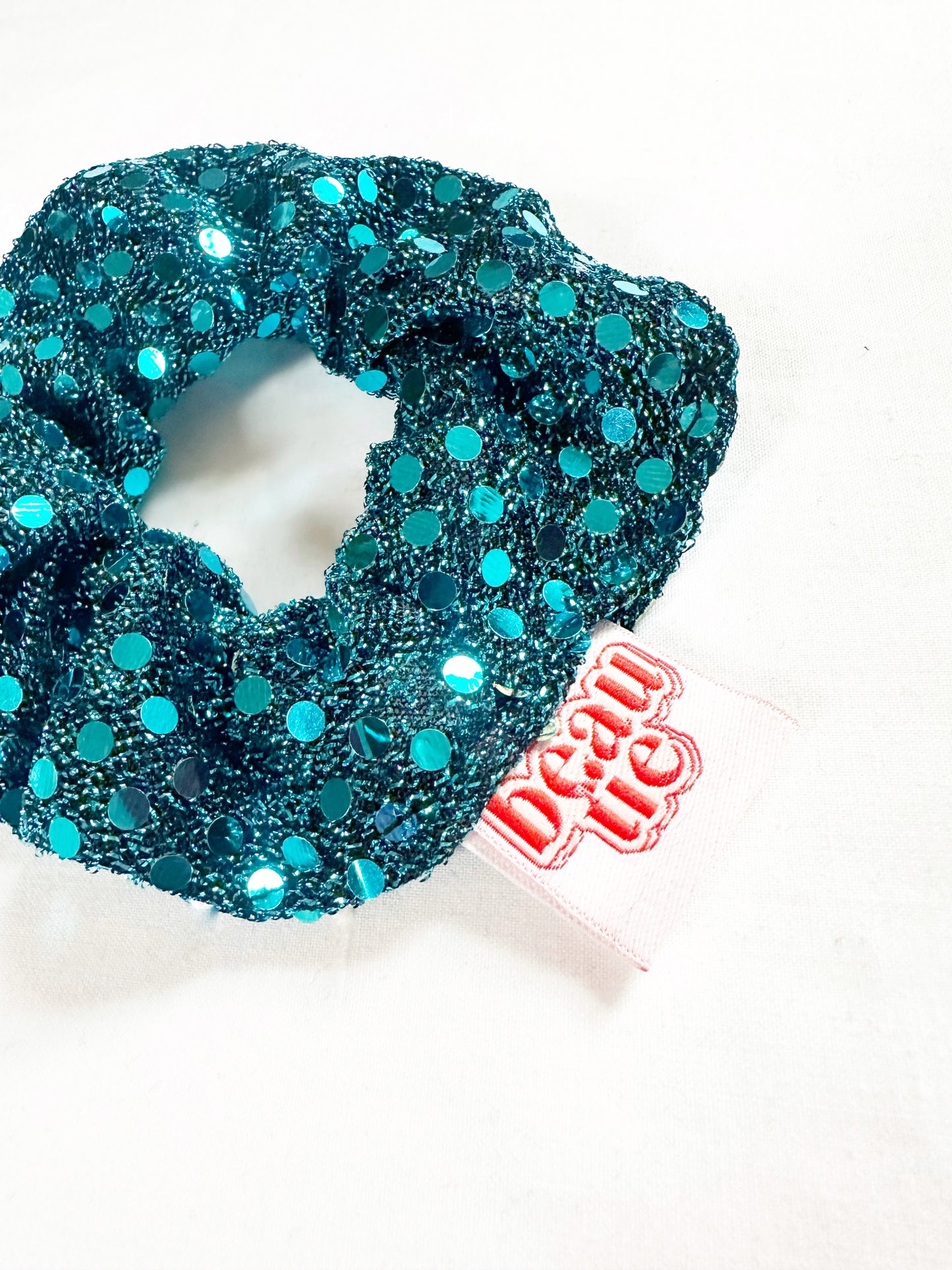 Mini scrunchie in teal sequins