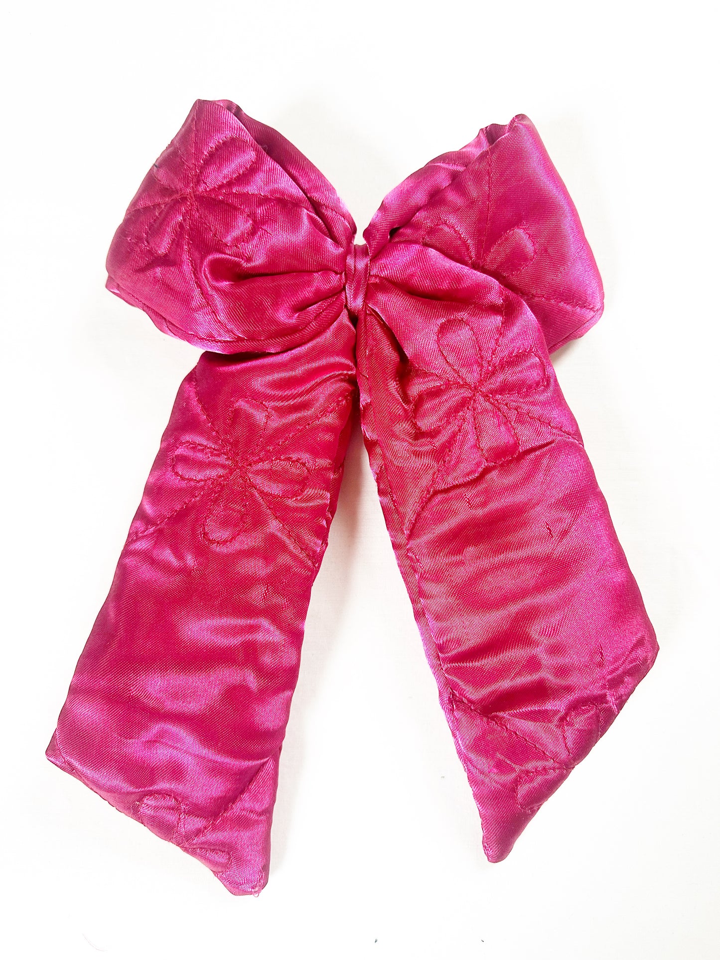POWER Hair Bow in deep pink quilted