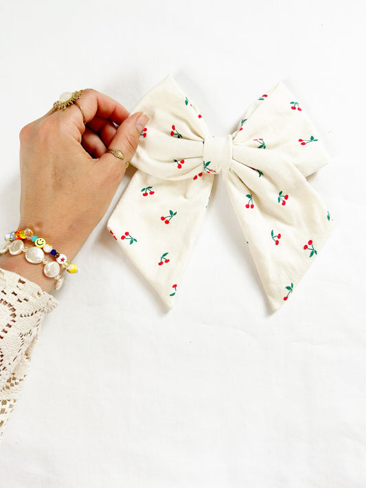 Beau hair bow in cherry print