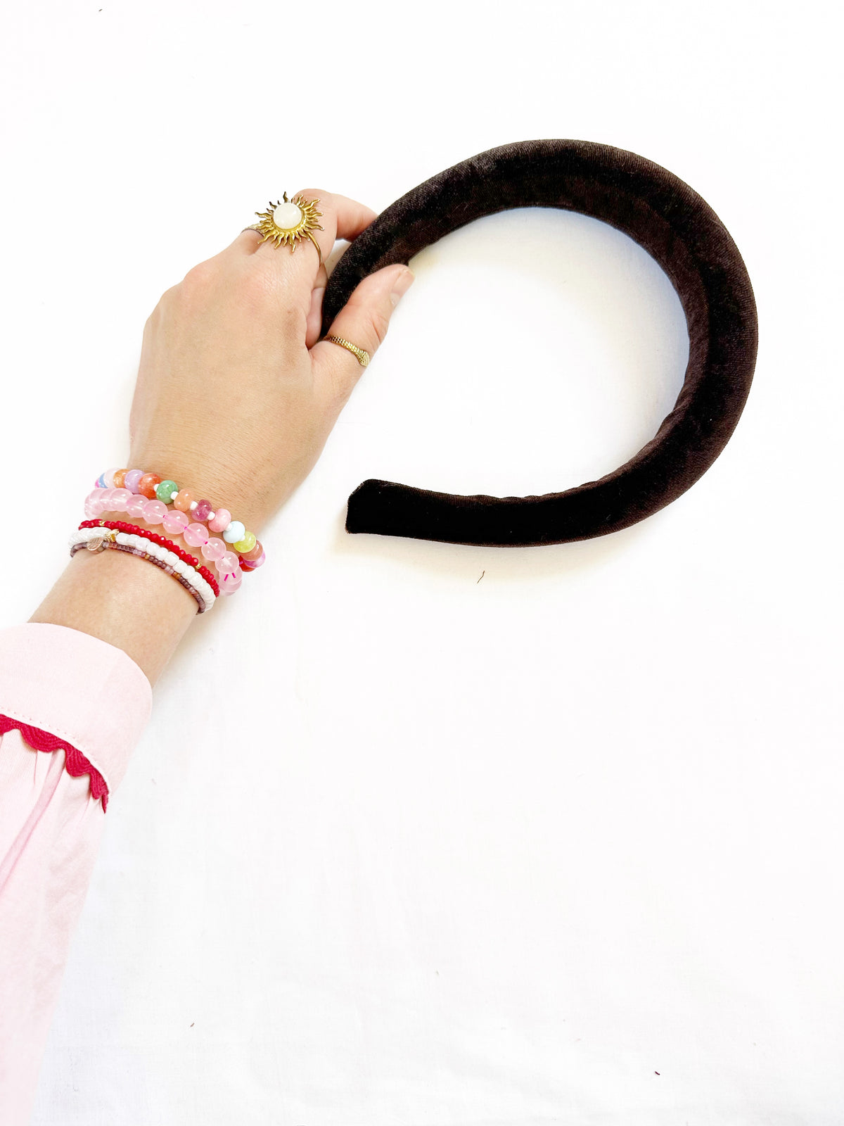Padded Headband in brown velvet