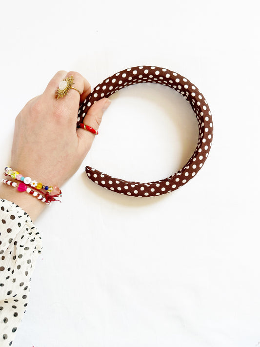 Classic Headband in brown polka dot