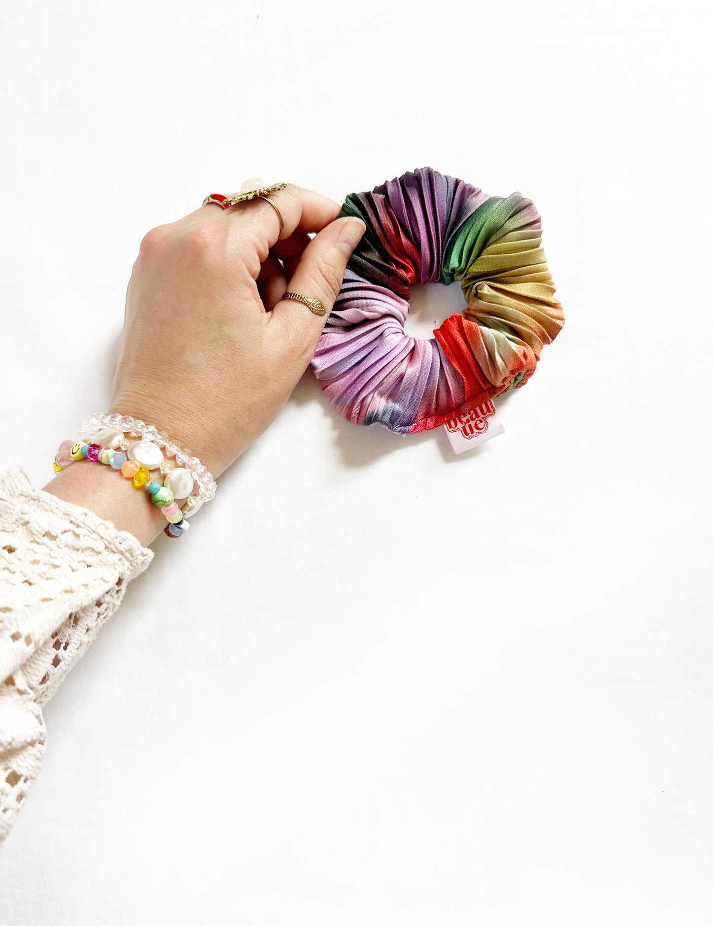 Mini scrunchie in multicolour plisse