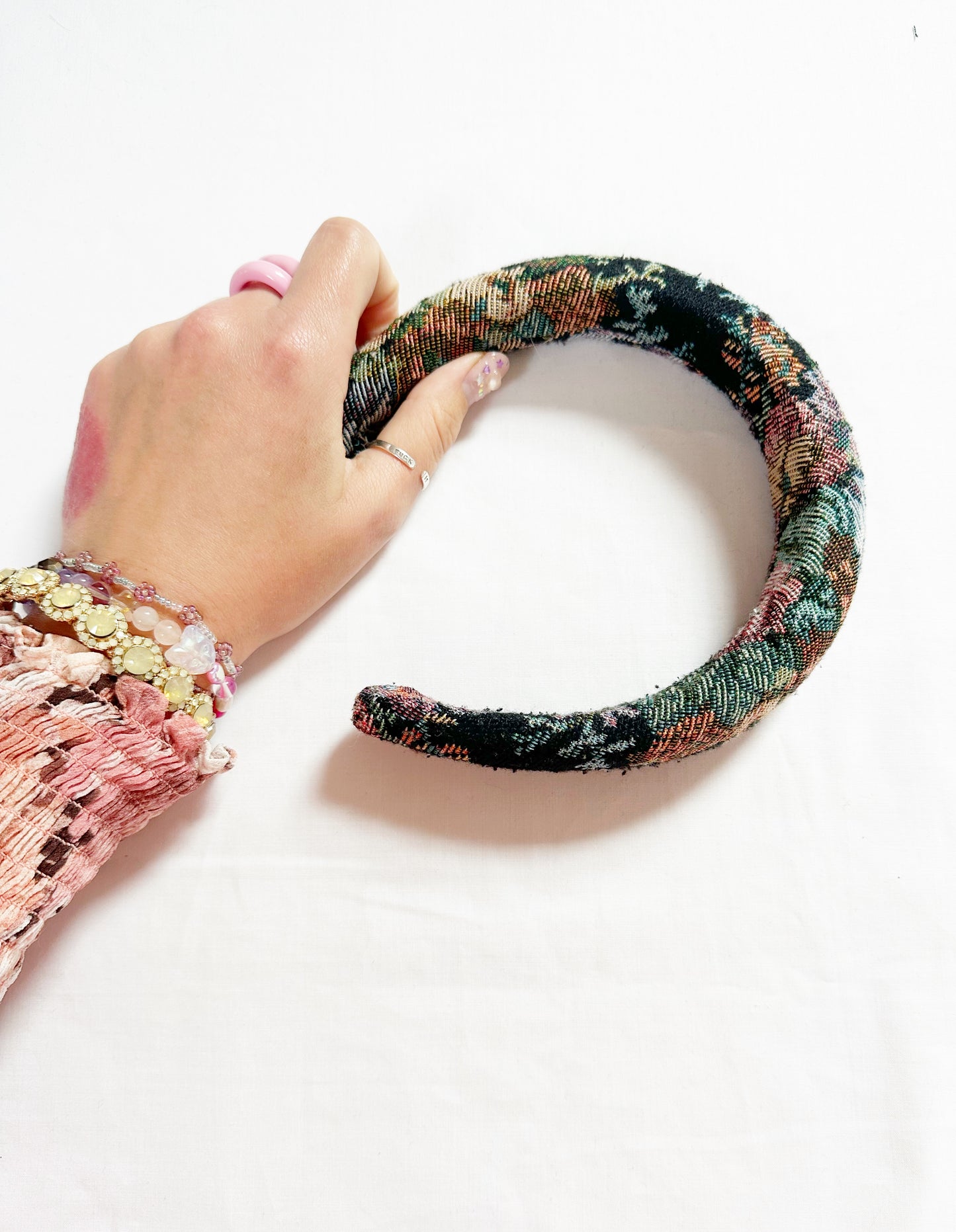 Padded Headband in floral tapestry