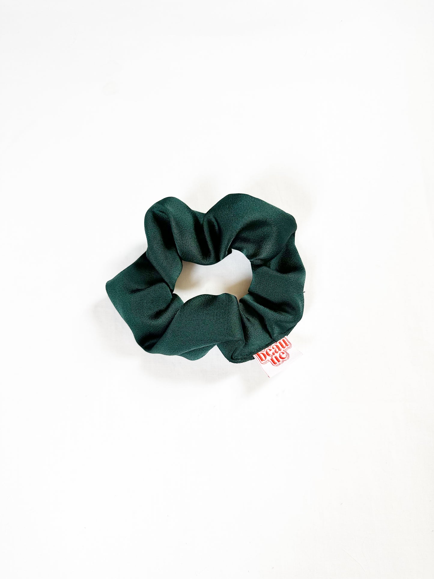 Mini scrunchie in forest green silk