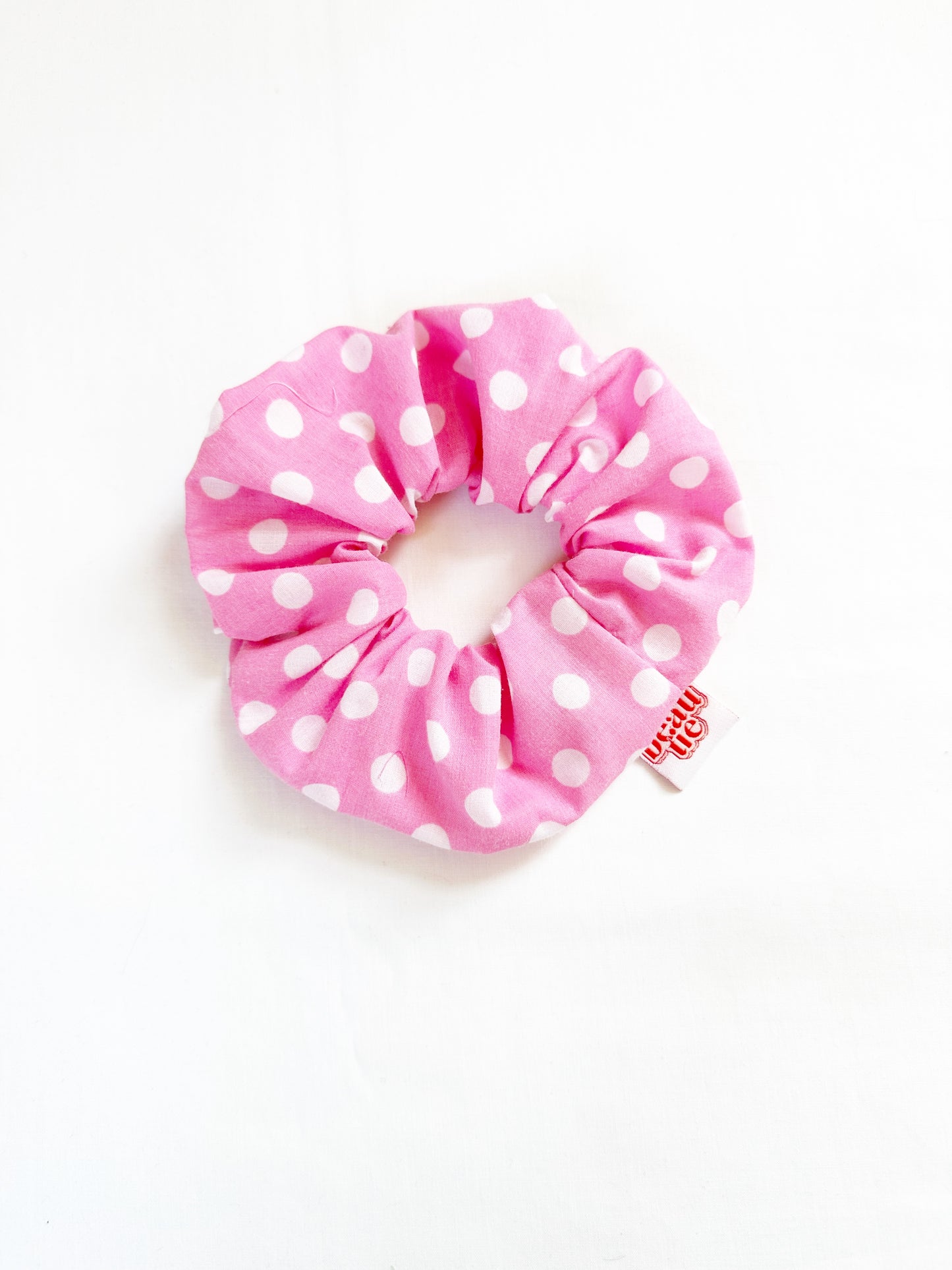 OG scrunchie in vintage pink polka dot