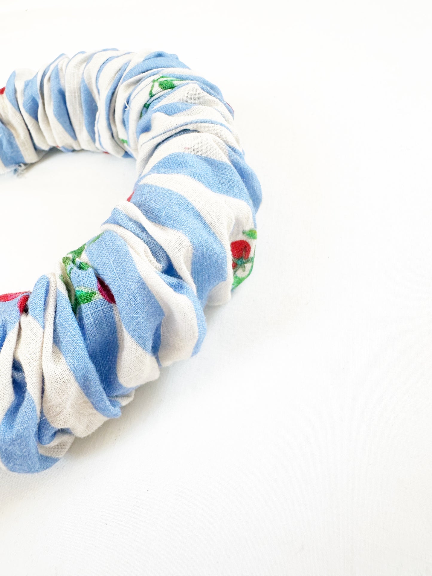 Ruffle Headband in tomato stripe